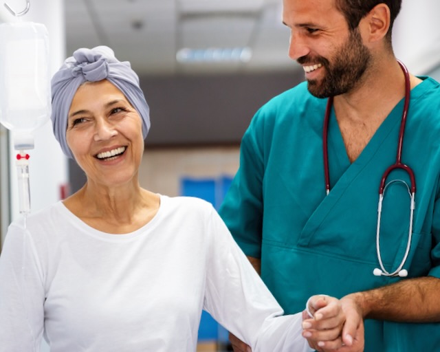 Woman with cancer during chemotherapy recovering from illness
